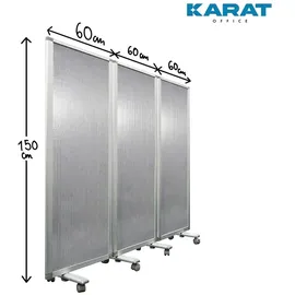 karat office Doppelseitige Trennwand 3-teilig Semi-Transparent
