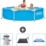 Intex Intex-Schwimmbecken mit rundem Rahmen – 244 x 51 cm – Blau – im Lieferumfang enthalten Accessoire CB79