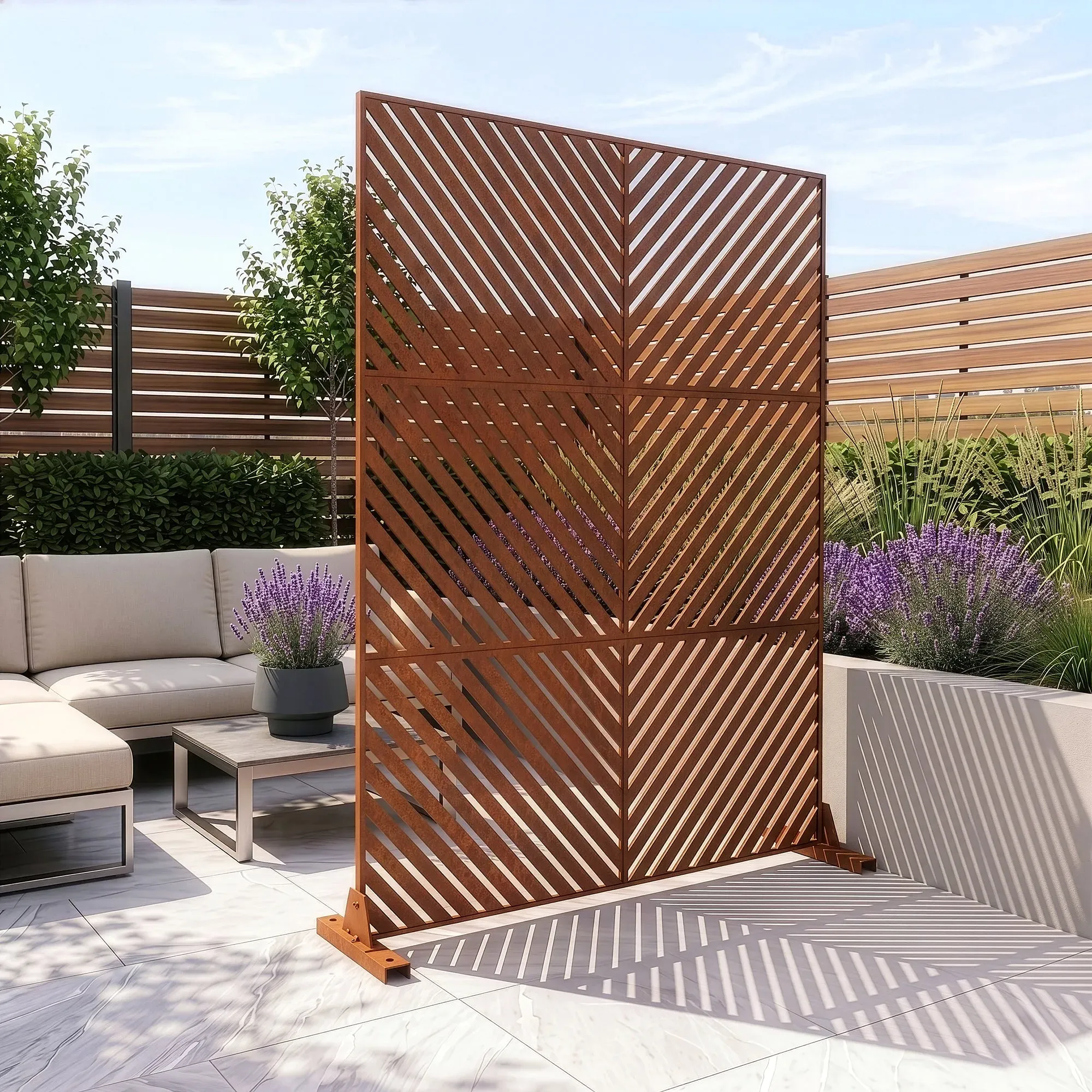Trennwand Kekan Corten Stahl 180x120 cm Edelrost [casa.pro]