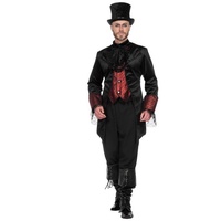 Metamorph Kostüm Gothic Gentleman Gehrock, Detailliert und hochwertig verarbeiteter Mantel für Vampire und ander schwarz XL