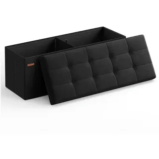 Songmics Sitzbank, mit Stauraum, klappbare Sitztruhe, Fußbank, schwarz - Schwarz