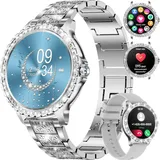Damen Smartwatch Bluetooth Anrufe für Android iOS 100+ Sport Fitness Tracker 1,32" HD Full Touch Screen Frauen Smartwatch Herzfrequenz Schlaf Monitor