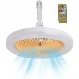 Deckenventilator Mit Beleuchtung Und Fernbedienung, E27a Led-deckenventilator, Variable Geschwindigkeit, 30w Leiser Deckenventilator Mit Integriertem Wandventilator Für Timer, Für Den Raumgebrauch.