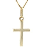 HOPLO Kreuzanhänger Anhänger Kreuz mit massiver Goldkette 1,1 mm 333-8 Karat Gold, Made in Germany 55 cm