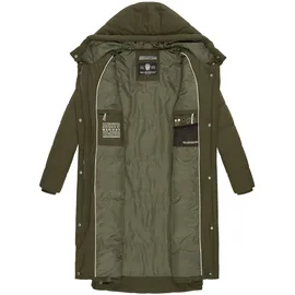 Marikoo Winterjacke "Soranaa", Damen, Gr. XL, grün (schwarz olive), Obermaterial: 100% Polyester. Futter: 100% Polyester. Wattierung: 100% Polyester. Ärmelfutter: 100% Polyester, Jacken Winterjacke, langer Winter Mantel mit Kapuze