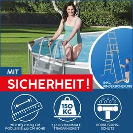 BESTWAY Power Steel Frame Pool oval Set 549 x 274 x 122 cm inkl. Filterpumpe (5-tlg.)