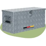deluke DELUKE® Aluminiumbox mit Deckel - Abschließbar Alubox Deichselbox Alu Anhängerbox Werkzeugkiste Metall Transportbox Metallkiste, 80x30x35cm Silber