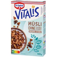 Dr. Oetker Vitalis Müsli Knuspermüsli Schoko ohne Zuckerzusatz 400g Packung