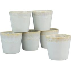 CreaTable Becher Kaffeebecher Grespresso Lungo, Steinzeug, 21 cl, Tassen Set, 6-teilig, Made in Europe weiß