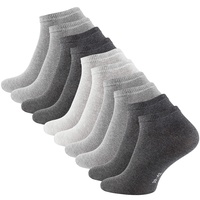 STARK SOUL 10 Paar Essentials Sneaker Socken, Baumwolle, Grautöne, Gr. 35-38