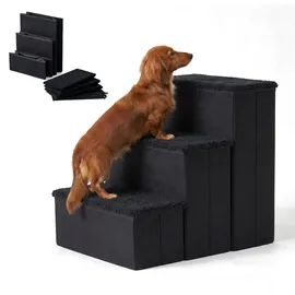 Relaxdays Hundetreppe Faltbar Schwarz 3 Stufen