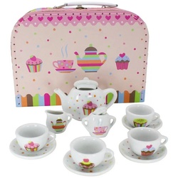 GICO Spielzeug-Arztkoffer Teeservice Set aus Porzellan für Kinder im Koffer 13 -tlg – Cupcake-