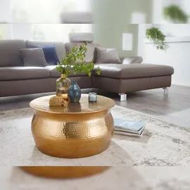 FineBuy Couchtisch Wohnzimmertisch Rund Sofatisch Hammerschlag Stubentisch
