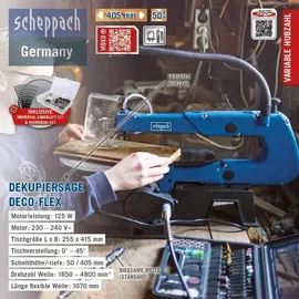 SCHEPPACH Dekupiersäge SET 64 tlg Werkzeugset 60 Sägeblätter DECO-FLEX |