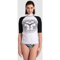 Rashguard Damen Kurzärmlig Grafik - White-black - S