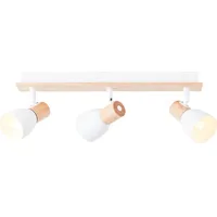 Brilliant Daintree Spotbalken 3flg weiß/natur, Metall/Holz, 3x D45, E14,