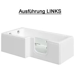 Solarna 170x85/70cm Badewanne mit Tür Seniorenbadewanne, Links, ohne Duschkabine