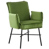 B&D home B&D home® Esszimmerstuhl Jürgen – mit Armlehnen, Taschenfederkern, Samtstoff in Grün, Metallgestell schwarz, komfortabel gepolstert