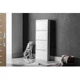 gowoll Schuhschrank Schmal Schuhregal Metall Schuhkipper mit Magnet Klappen Schuhablage (Schuhschrank Metall 2 - 3 - 3+1 - 4 Klappen, Montiert und Wandmontage) 50 cm Breit weiß