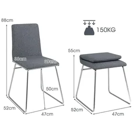 Costway Esszimmerstühle 2er Set mit klappbarer Rückenlehne