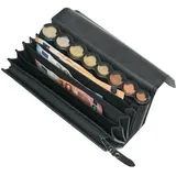 HMF 48830-02 Kellnertasche Leder, Kellnerbörse inkl. Euro-Geldwechsler, Tragegurt, 20,5 cm x 6,5 cm x 10 cm, Schwarz