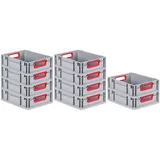 Proregal Spar Set 8x Eurobox Nextgen Color HxBxT 22 x 30 x 40 cm 20 Liter Griffe Rot Offen Glatter Boden Eurobehälter Transportbox