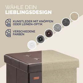 CASARIA Faltbarer Sitzhocker mit Stauraum 2er Set Braun