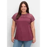 Sheego Damen Große Größen Shirt mit Spitzenpasse an der