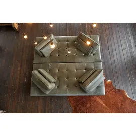 KAWOLA Ecksofa Wiolo Leder moosgrün