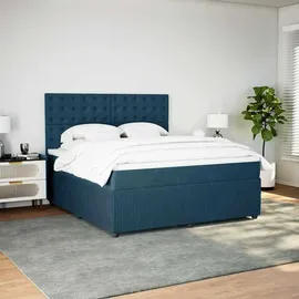 vidaXL Boxspringbett mit Matratze Blau 180x200 cm Samt