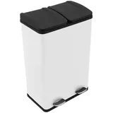 MonsterShop Doppel Tretmülleimer 60 l Weiß