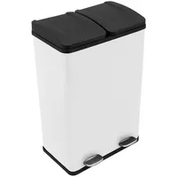 MonsterShop Doppel Tretmülleimer 60 l Weiß