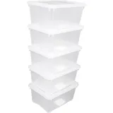 Spetebo Kunststoff Aufbewahrungsbox transparent 1,8 Liter - 5er Set - Klarsicht Universal Box 20 x 15 cm