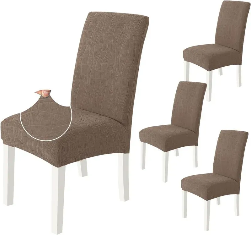 【3 € Rabatt ab 10 €】YSTYLE Sitzbezüge für Esszimmerstühle, Stuhlhusse für Esszimmer, 4 Stück, BW, Hellkaffee