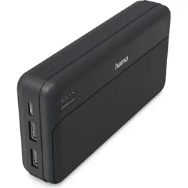 Hama Pocket 20, 20000mAh, Ausgänge: 2x USB-A, Anthrazit
