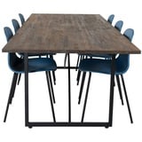 ebuy24 Padang Essgruppe Esstisch Teak und 6 Arctic Esszimmerstühle blau, schwarz.