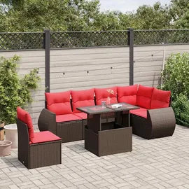 vidaXL Gartensofa-Set mit Kissen, braun, Polyrattan