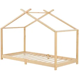 [en.casa] Kinderbett Brome Hausbett 90 x 200 cm Kiefer naturbelassen beige