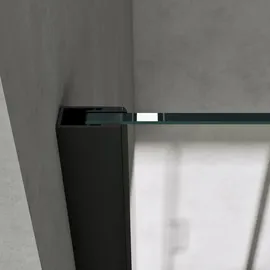 doporro Rav19K Eckdusche mit Schiebetür 100 x 140 cm schwarz Klarglas 8mm