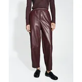 Opus Kunstlederhose Myha Edgy Relaxed mit Barrel Leg Dark Grape, 40