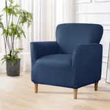 SHANNA Bankett Samt Sesselbezüge: Mid Century Luxus 1Stück Stuhlhussen Wasserdichter Jacquard mit Schaumstangen Sesselbezug, für Wohnzimmer Schlafzimmer (Marineblau)