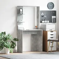 VidaXL Beton Grau Computertisch Beton grau Holzwerkstoff Mittel