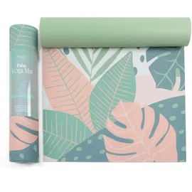 Myga Yogamatte | 6 mm Dicke | Rutschfest & Leicht zu tragen | Ideal für Yoga, Pilates, Meditation & Fitnessübungen | 173 cm x 61 cm | Palmen Design