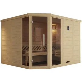 Weka Massivholzelementsauna Kemi Eck 2 Glastür/Fenster