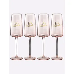 Gläser-Set, rosa (rosé), B:7cm H:24,5cm, Glas, Trinkgefäße