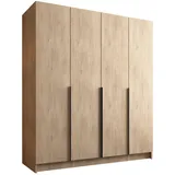 Mirjan24 Kleiderschrank Eiche, Schwarz, 9 Fächer, Rechteckig, 200x215x58 cm, Schlafzimmer, Kleiderschränke, Drehtürenschränke