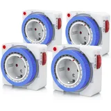 Bearware 4x Zeitschaltuhr, mechanisch, 24h, kompakt, 15 min. Zeitintervalle, Kinderschutzsicherung