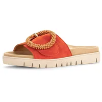 Gabor Pantolette Plateau, Sommerschuh, Schlappen mit Zierperlen an der Zierschnalle, orange, - Orange - 41