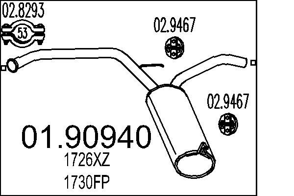 MTS Endschalldämpfer  für CITROËN TOYOTA 1726XZ 1730FP 1730FQ 01.90940