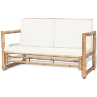 ZEYUAN 2-Sitzer Gartensofa mit Polstern, Lounge Sofa Outdoor, Garten Loungemöbel, Gartensofa, Gartenlounge, Balkon Set Möbel, Bambus